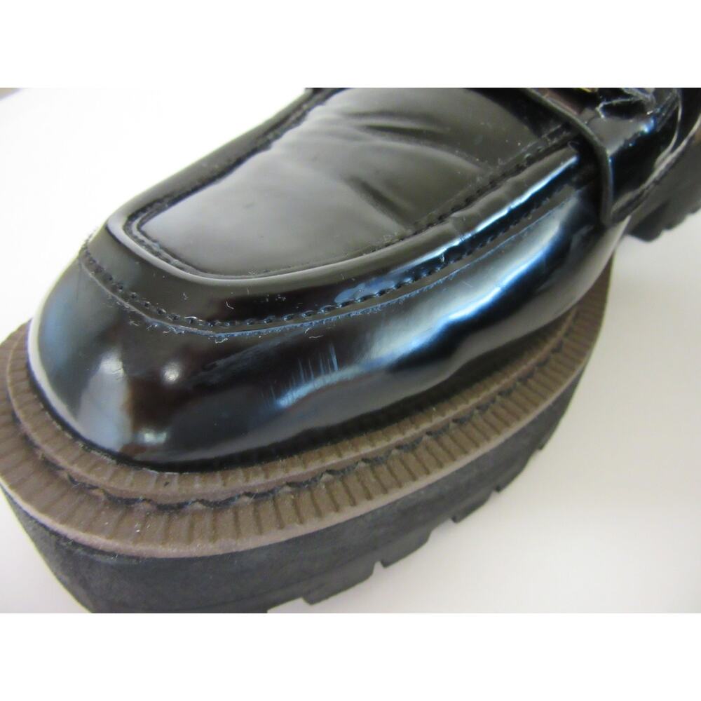 SAM EDELMAN Laurs Black Faux Patent Leather 8.5M Slip On Lugged Soles Loafers - Picture 8 of 8